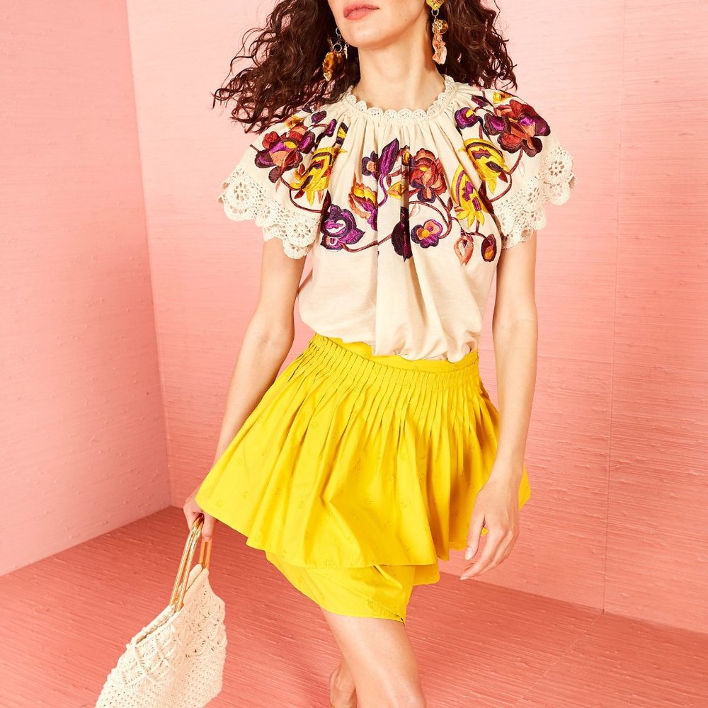 Ulla Johnson RUMI Embroidered Floral Crochet Top 0